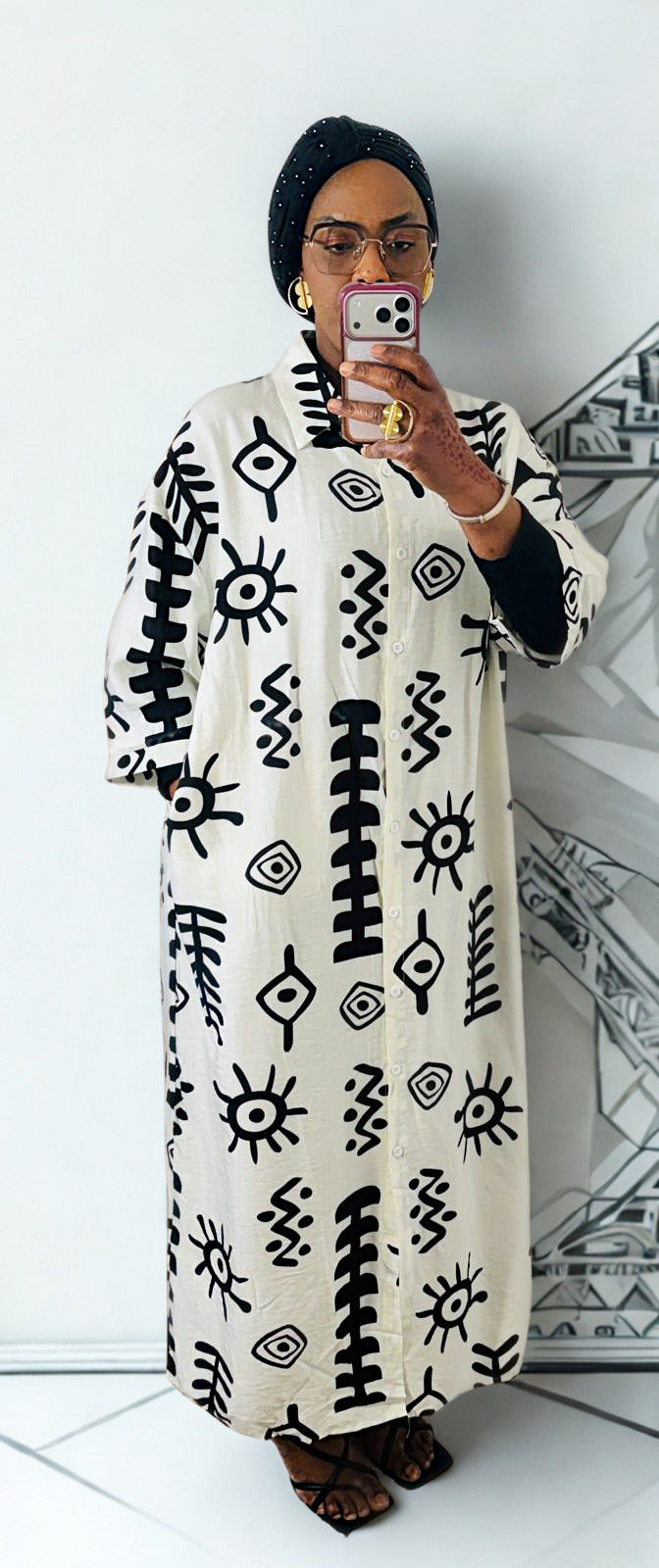Robe en lin Akwaba blanche avec ceinture