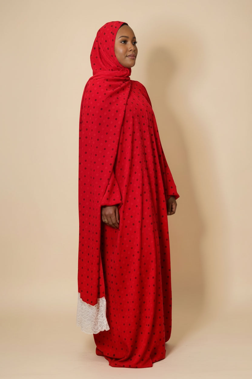 Robe de prière femme à pois – coloris rouge