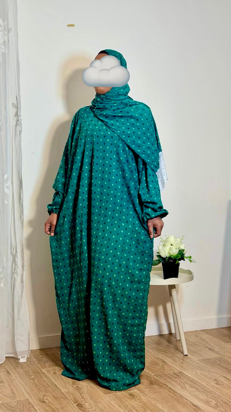 Robe de prière Vert à pois