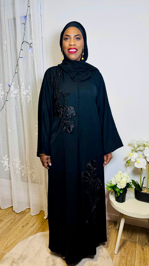 Abaya femme Rokia noire – vue en pied