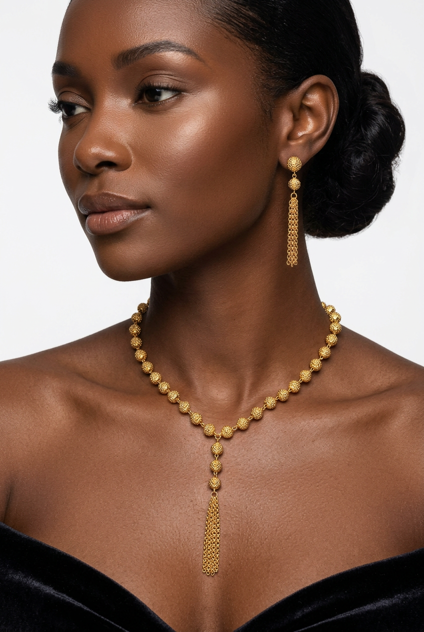 Parure Awa plaqué or – collier et boucles d'oreilles assortis pour femme