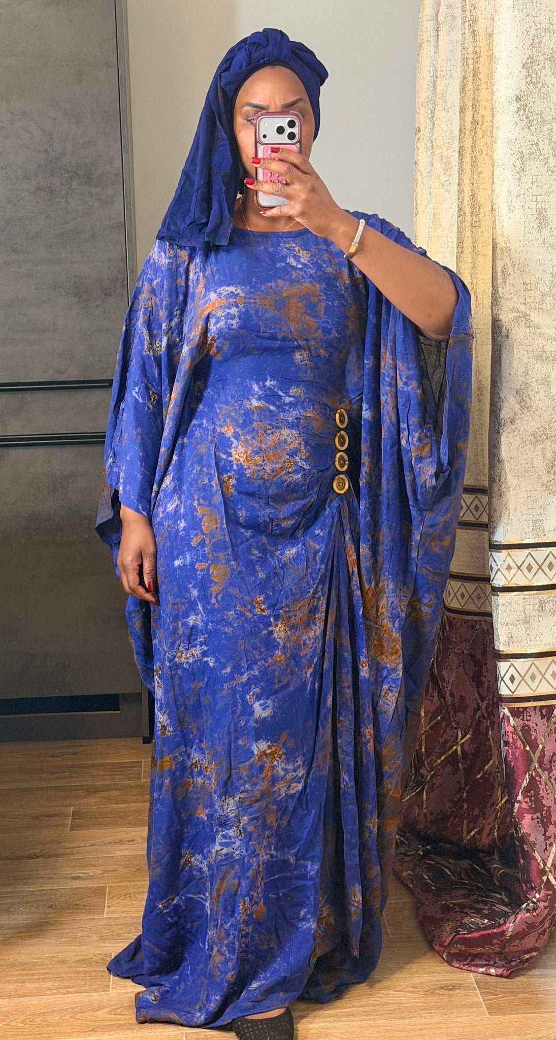 Robe Sanaa - boubou africain long et fluide, cintré à la taille, collection Tenue africaine (vue 1)