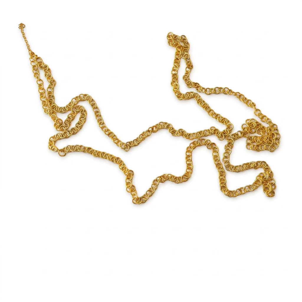 Collier long torsadé plaqué or de la Parure Harmonie – vue à plat