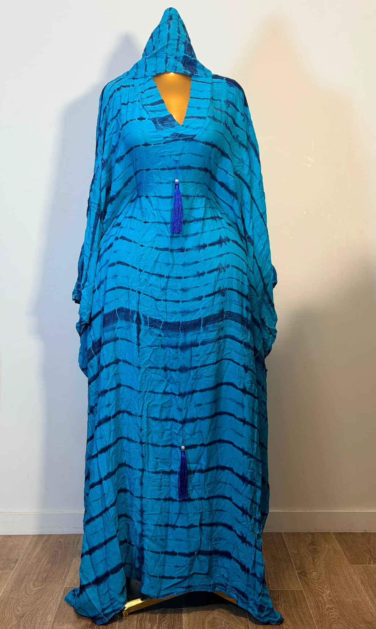 Robe Bintou tissu africain turquoise tie-dye - Shop by Lyah