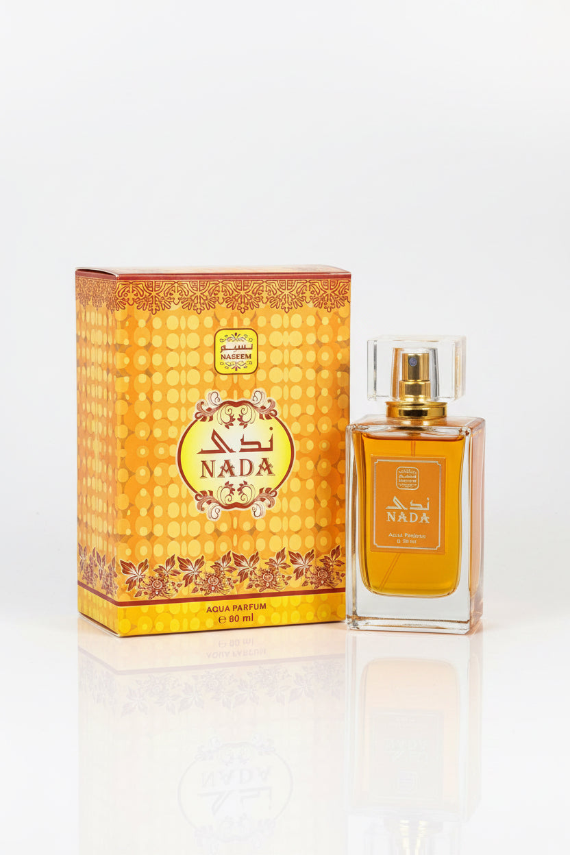 Nada 80ml - parfum sans alcool Naseem, coffret et flacon doré