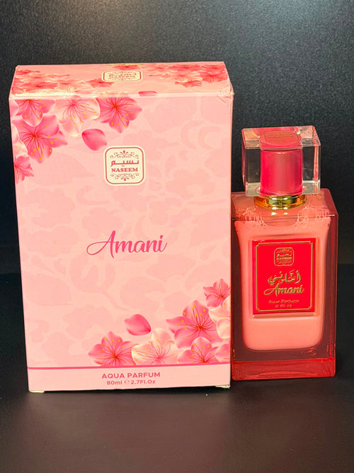 Amani 80ml - parfum sans alcool Naseem, coffret et flacon