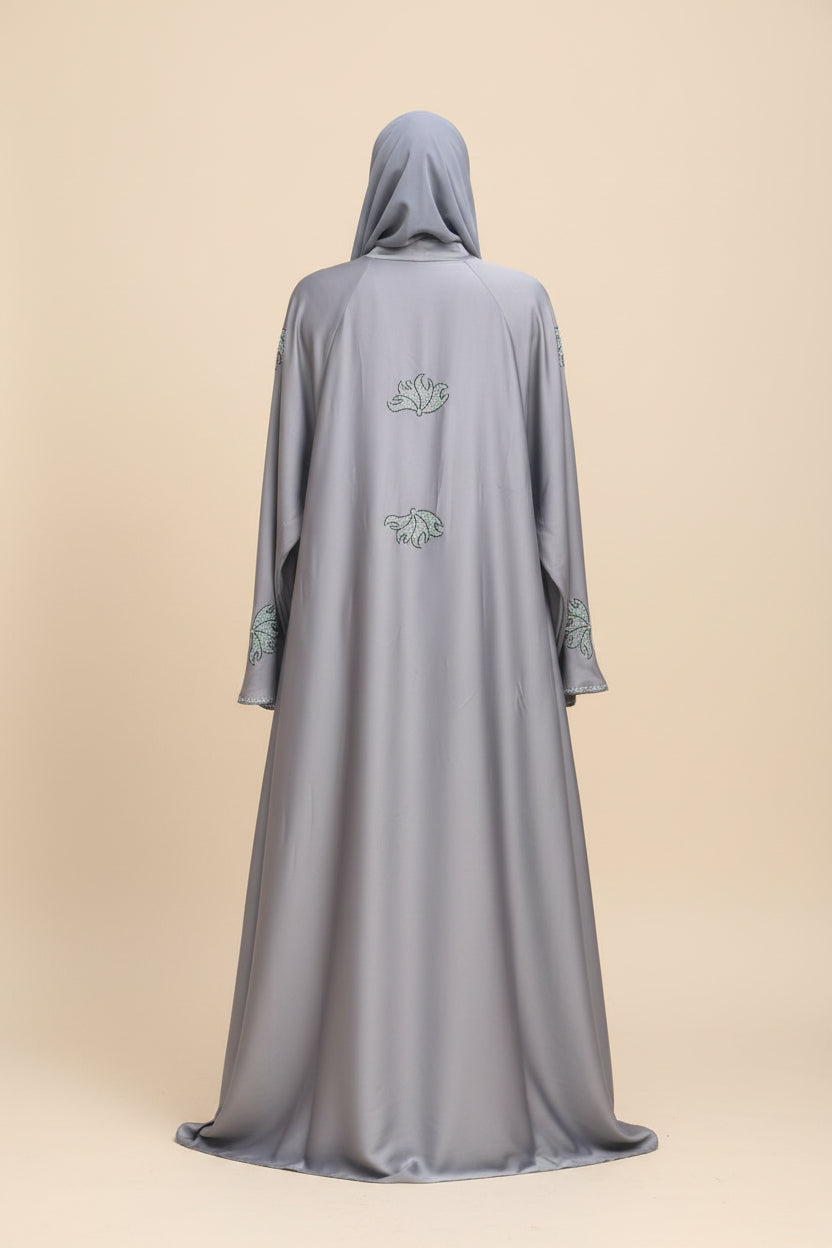 Abaya Iris grise satinée – autre vue