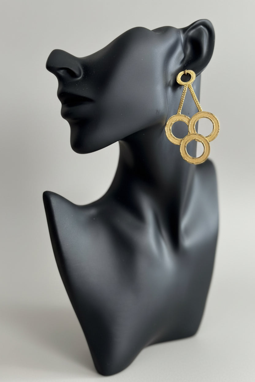 Boucles d'oreilles trois anneaux femme – doré