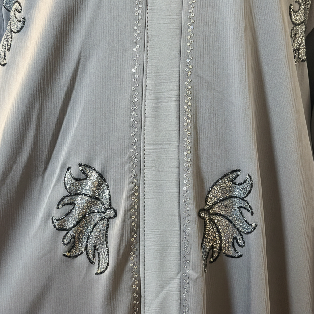 Abaya perlée - zoom détail