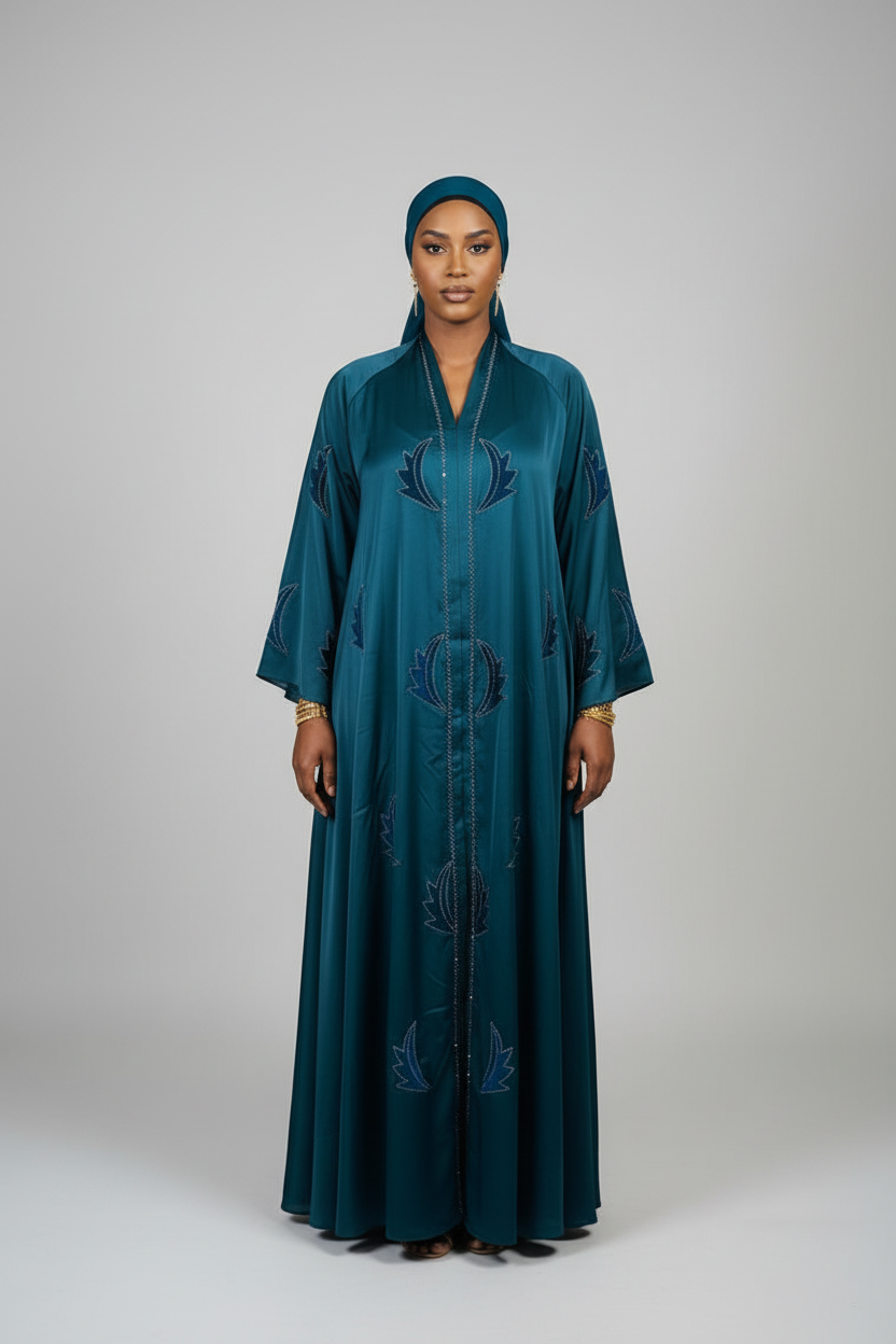 Abaya femme Mariam vert canard – vue de face