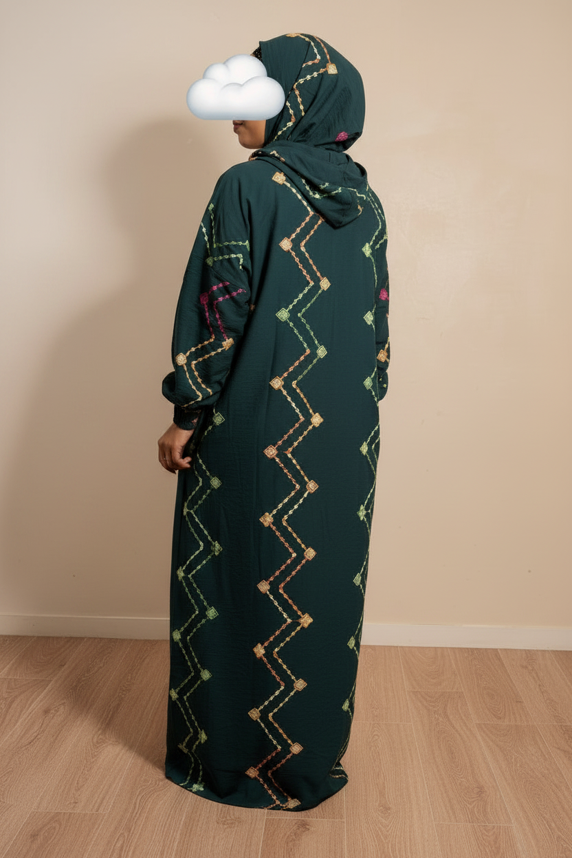 Shop by Lyah – Robe de prière Yasmine – Vert / Rouge Bordeaux – Vue 3