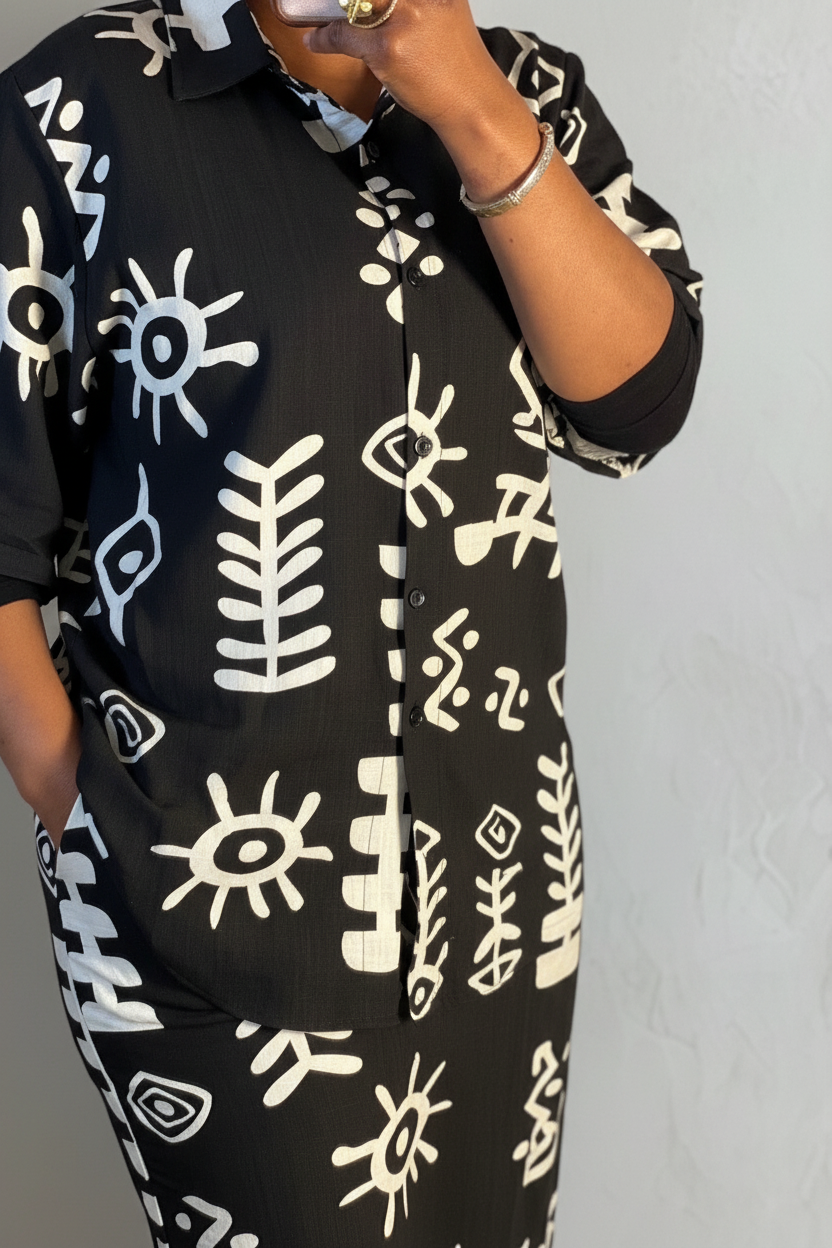 Ensemble en lin femme Bassam noir – vue de face