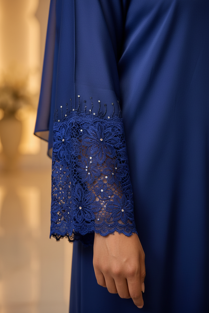 Abaya femme Cyrine noire – vue de face
