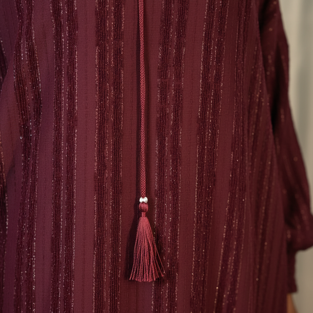 Robe de prière Nour coloris bordeaux - détail tissu
