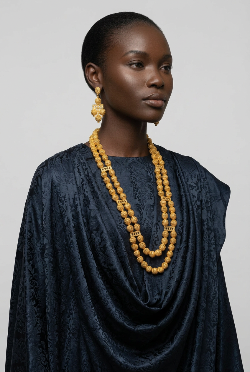 Parure Femme Collier Double Rang & Boucles Perles Filigrane – Amara