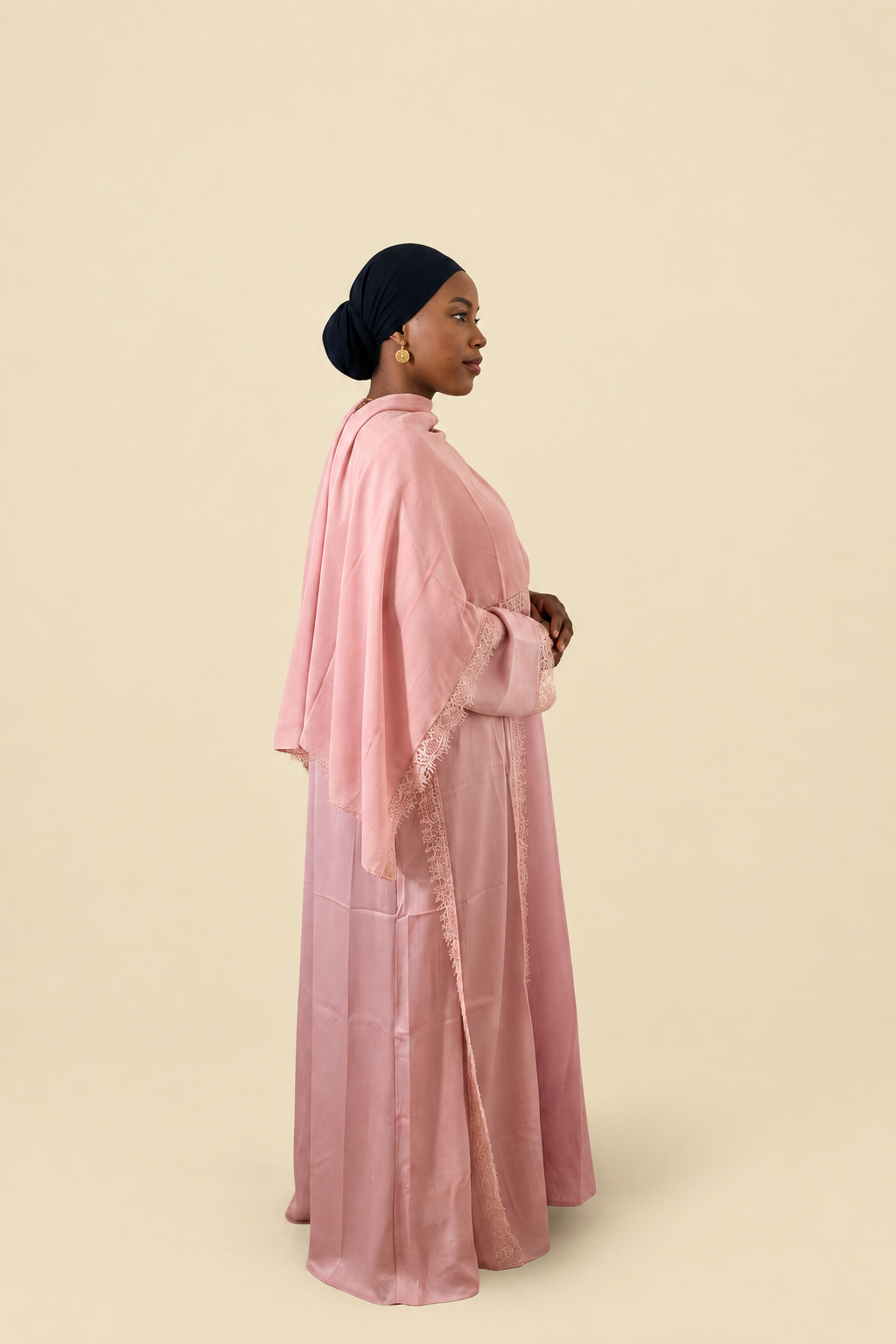 Abaya femme Amalya rose poudré avec hijab assorti – Shop by Lyah