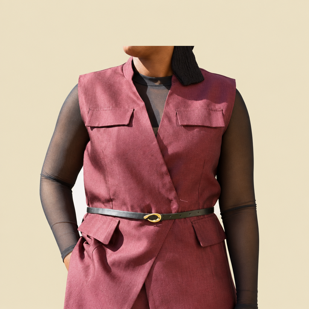 Ensemble Hana – gilet croisé col V et pantalon palazzo assorti