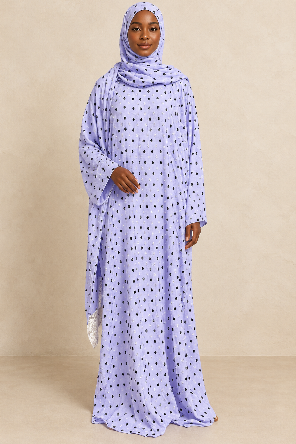 Robe de prière femme à pois – coloris lavande