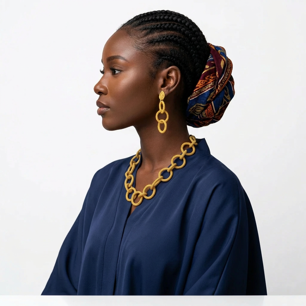 Parure Céleste plaqué or – gros plan sur les grands maillons du collier